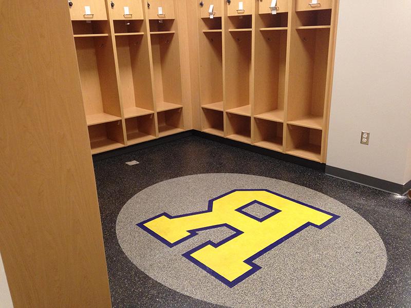 A view of the locker room at Boehning Varsity House.